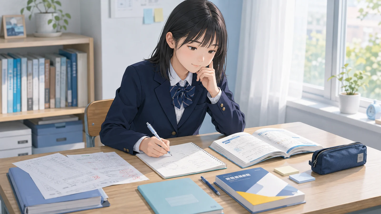 高校の学習量や進度の違いに戸惑いながら勉強している高校生